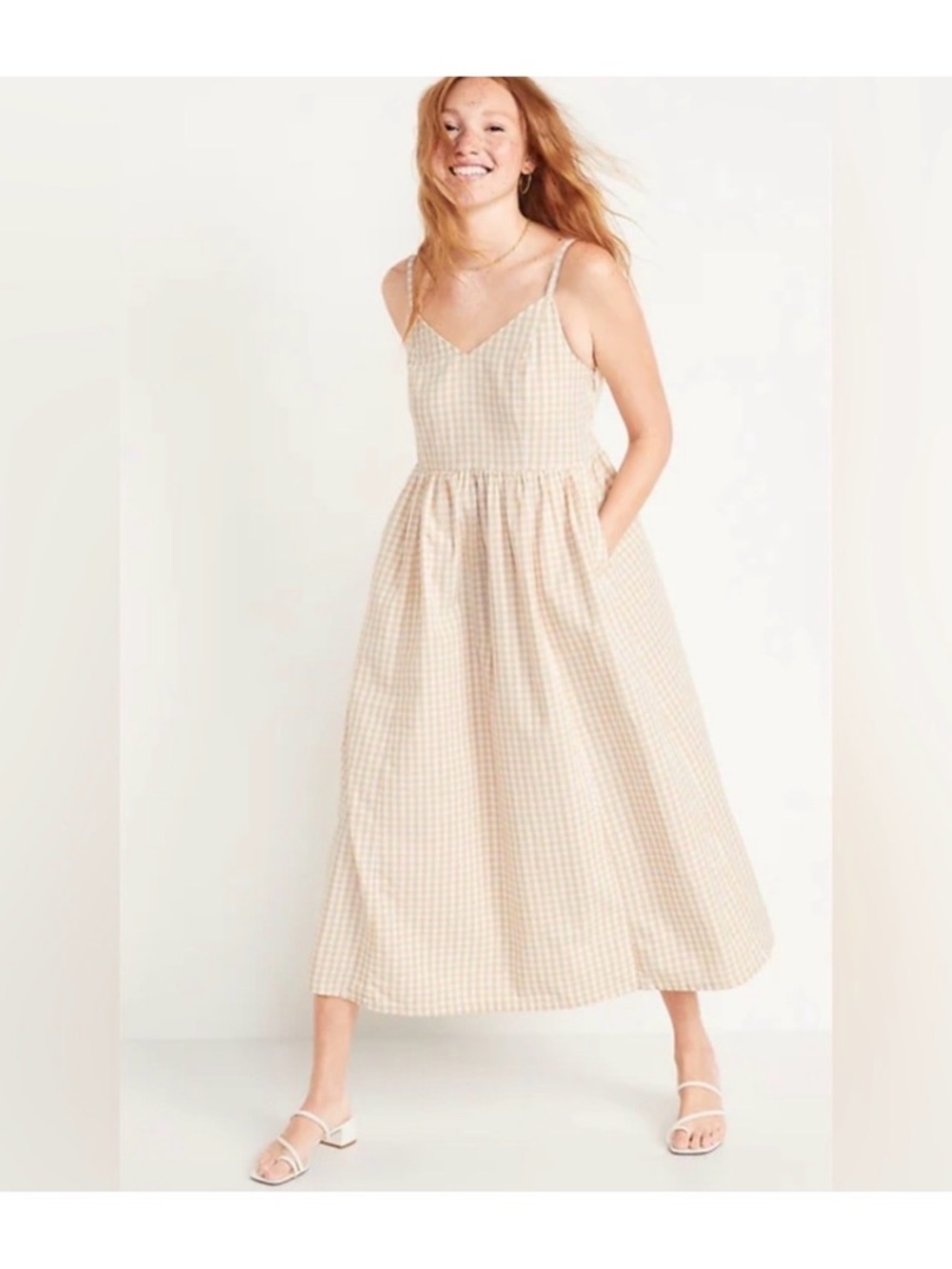 Sold item !!! Old Navy gingham cotton-poplin cami maxi swing dress size XXL
